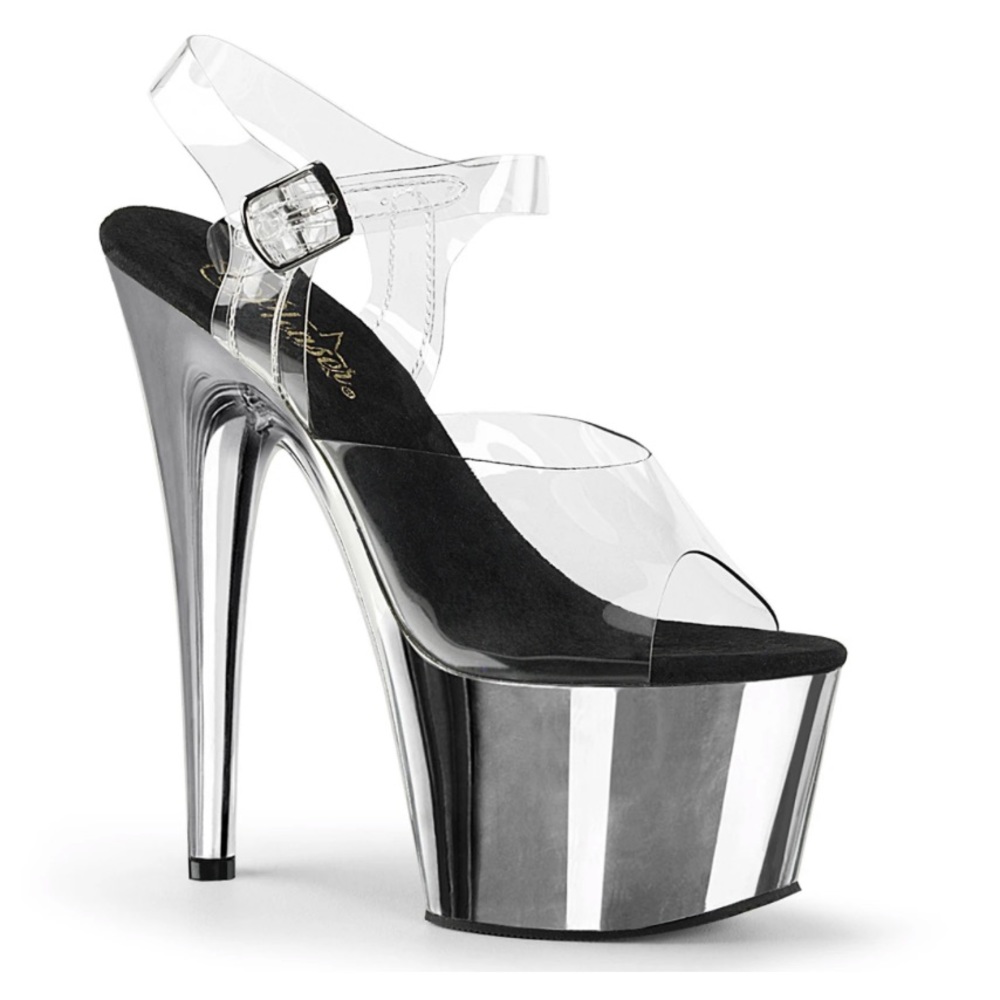 Pleaser Shoes 7” Clear/Black Heels size 7